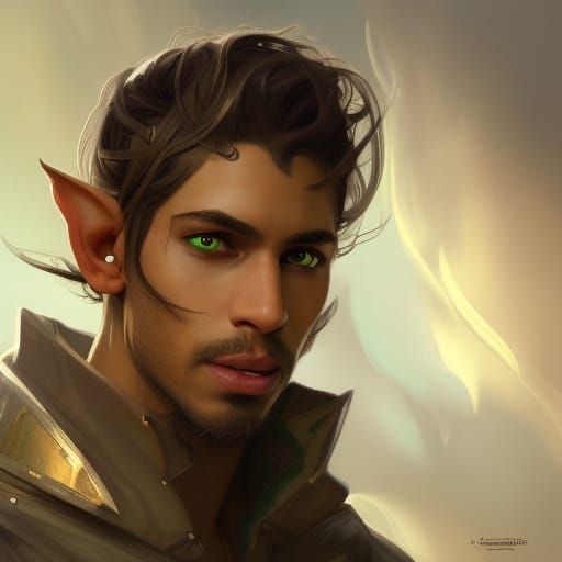 Detailed Portrait of a Half-Elf Bard