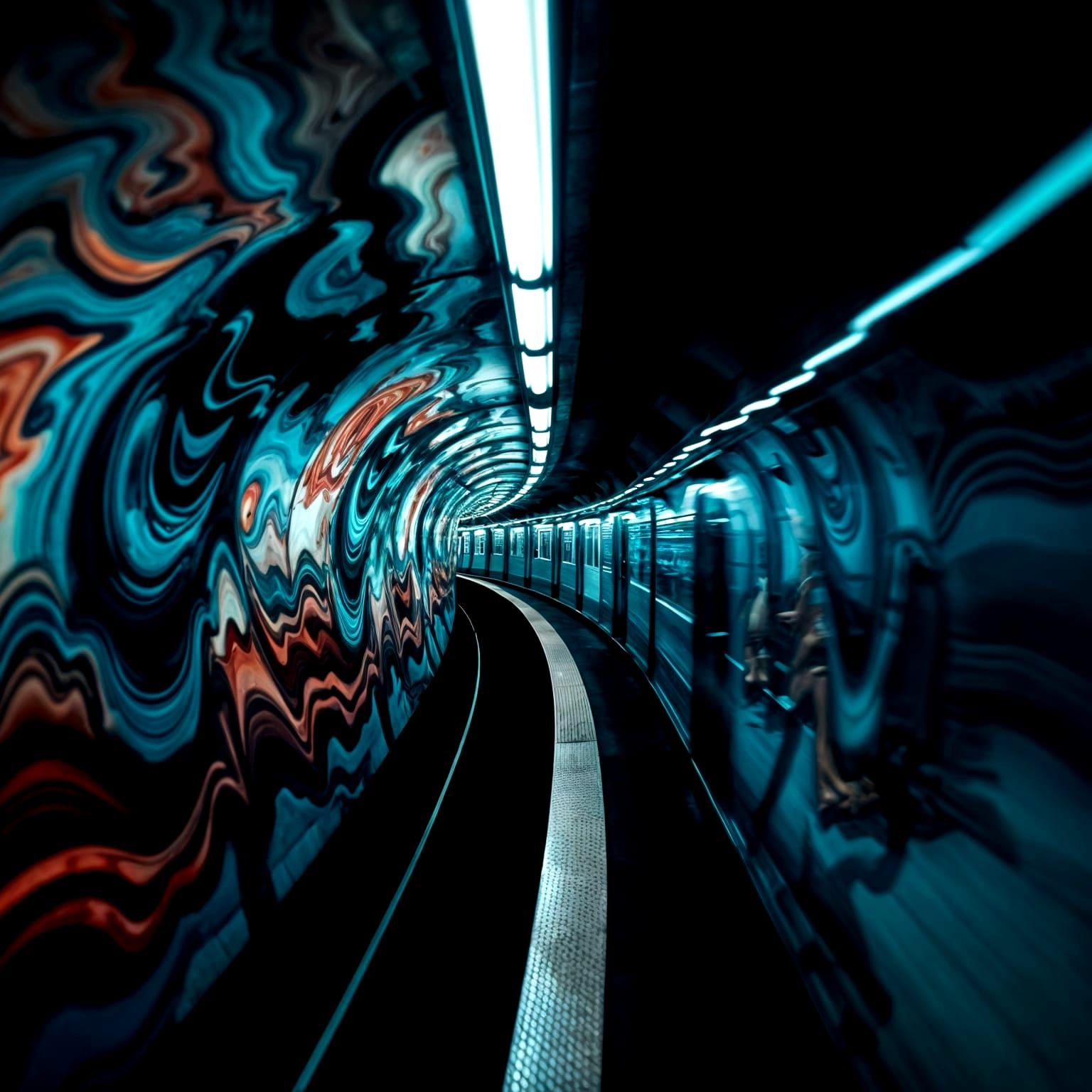 Surreal Subway Landscape in High-Contrast Abstract Photograp...