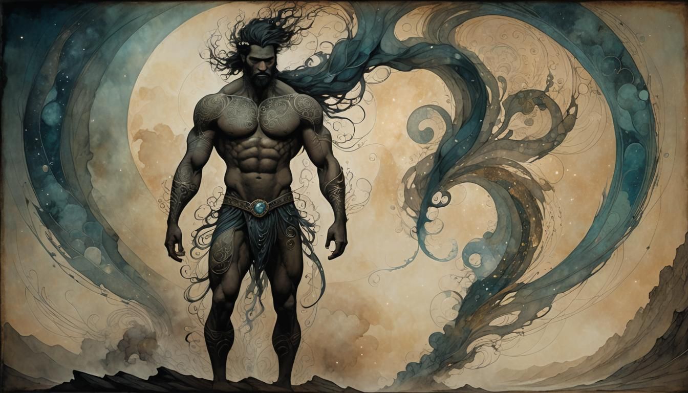 Air Elemental Man in Fantasy Art Style