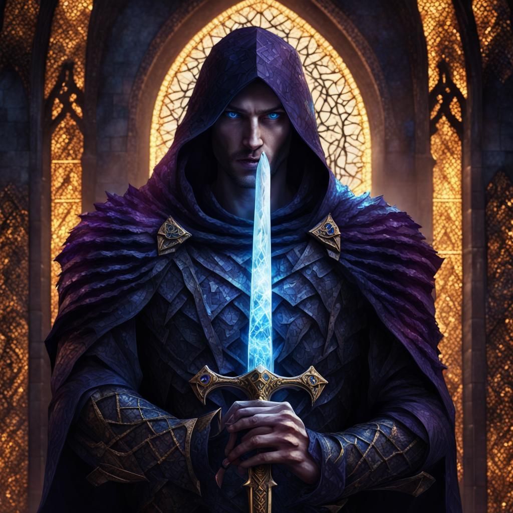 Dark Fantasy RPG Hero with Mystical Sword