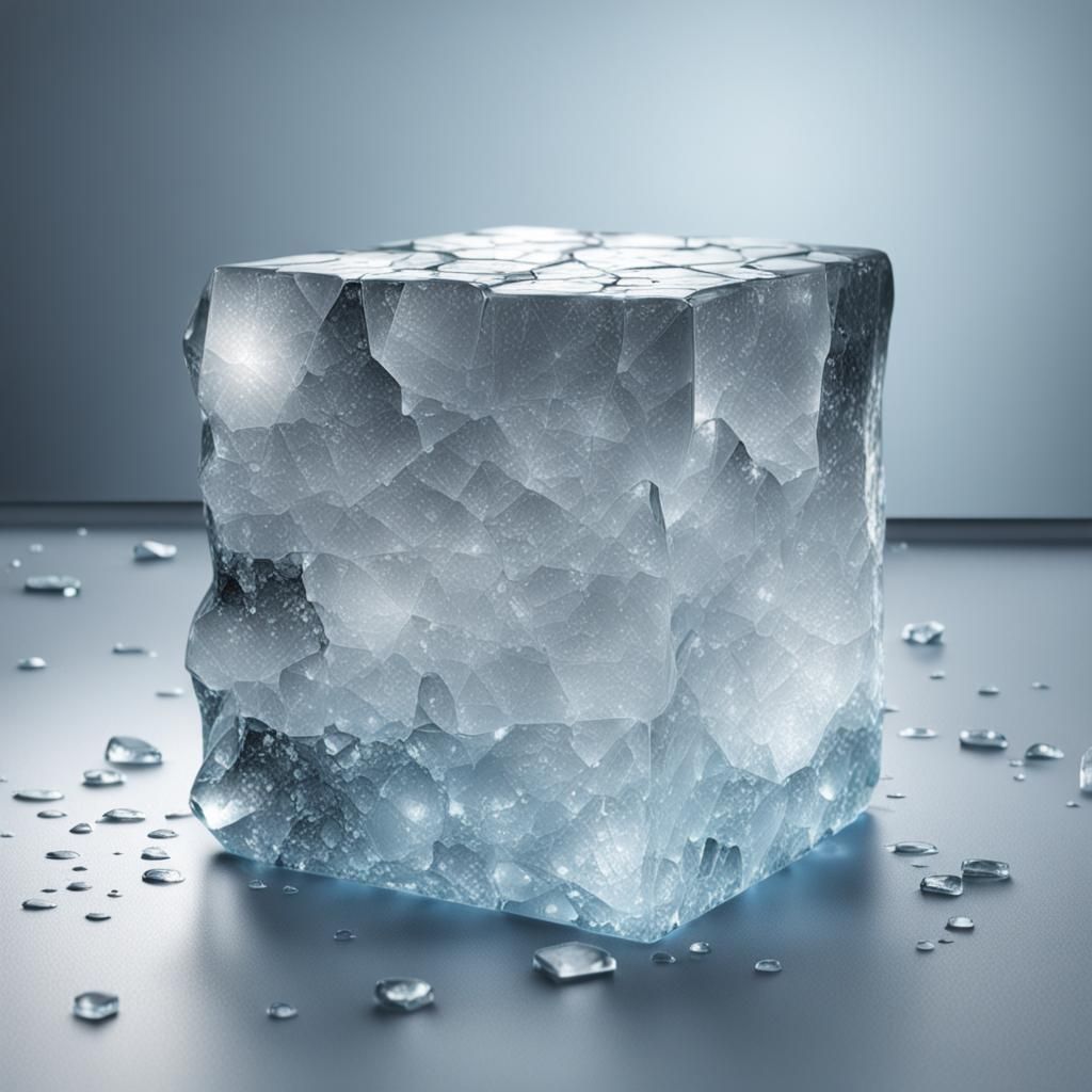 Hyper-Realistic Cracked Ice Block
