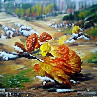Four Seasons Trees in Oil Paint Style