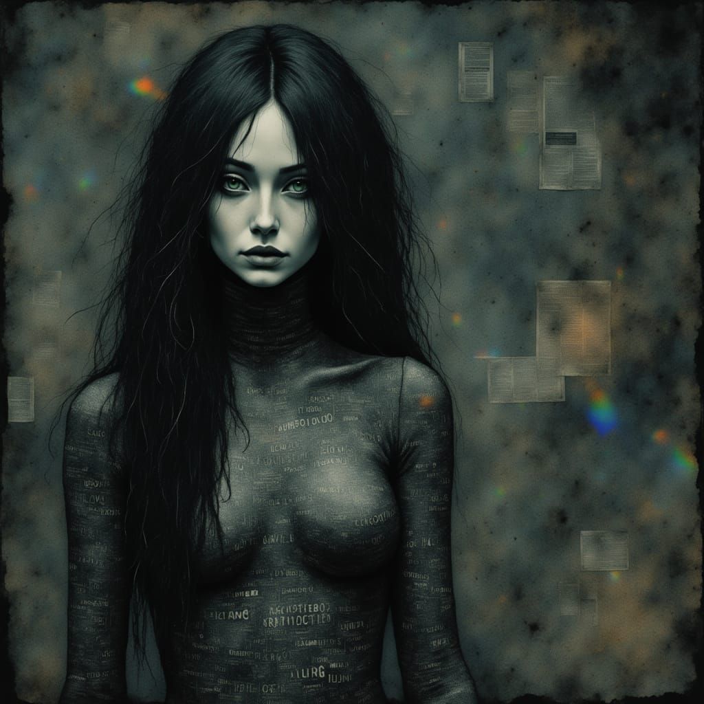 Cinematic Woman in Binary Bodysuit with Rainbow Lighting