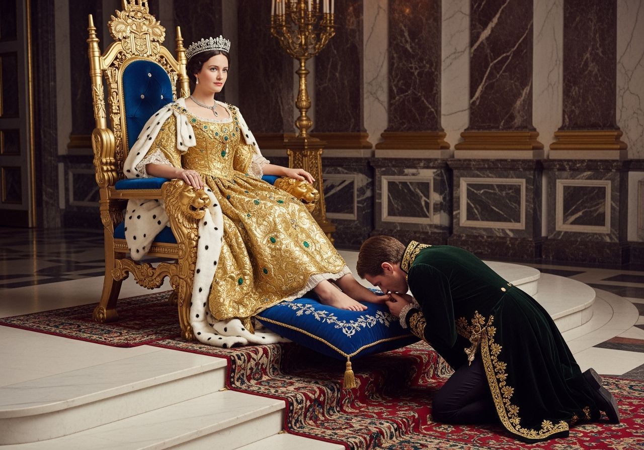 French Empress on Gold Throne in Palace