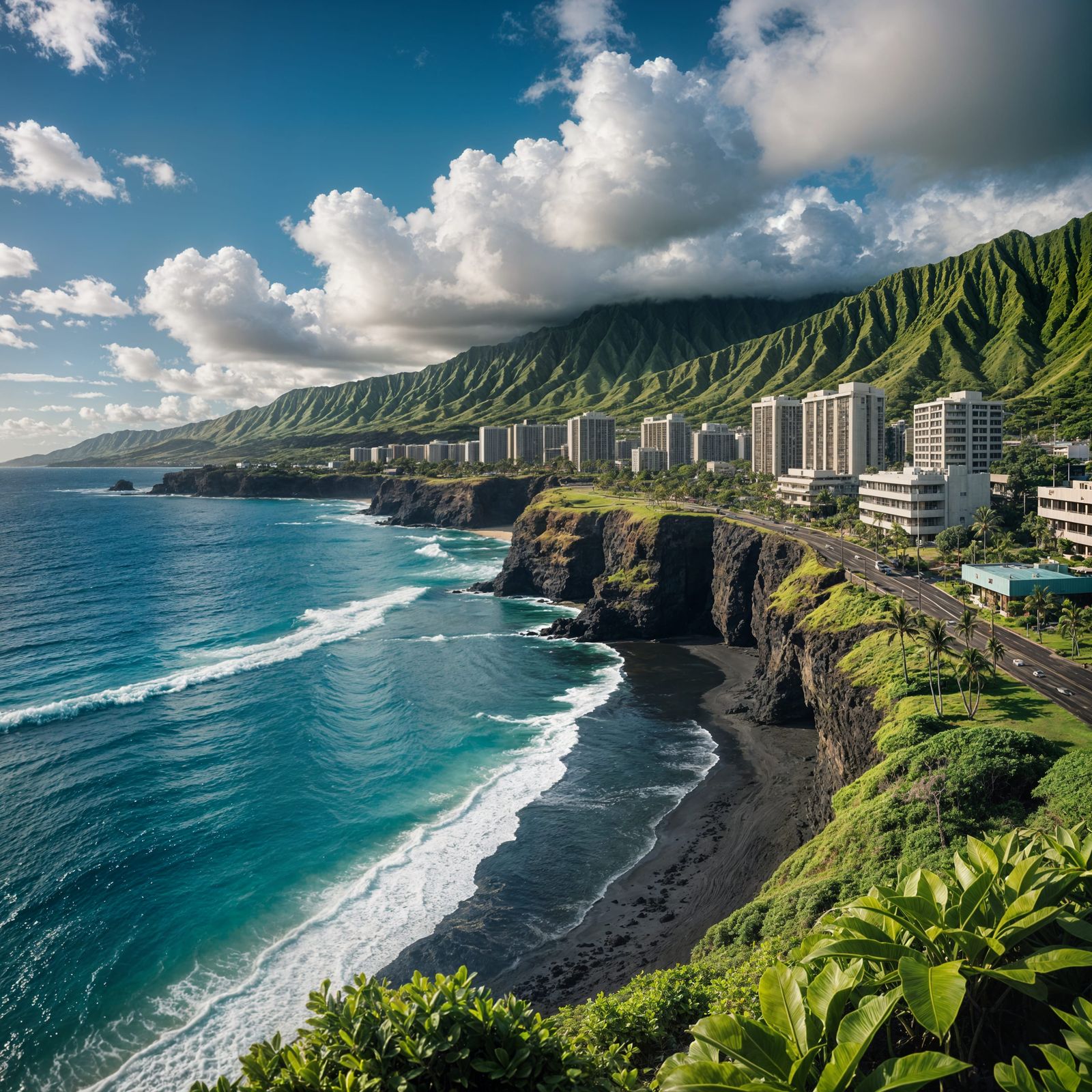 Hyperrealistic Kawaii Hawaii Scene in HDR