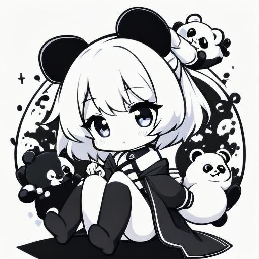 Chibi Panda Coloring Page Line Art