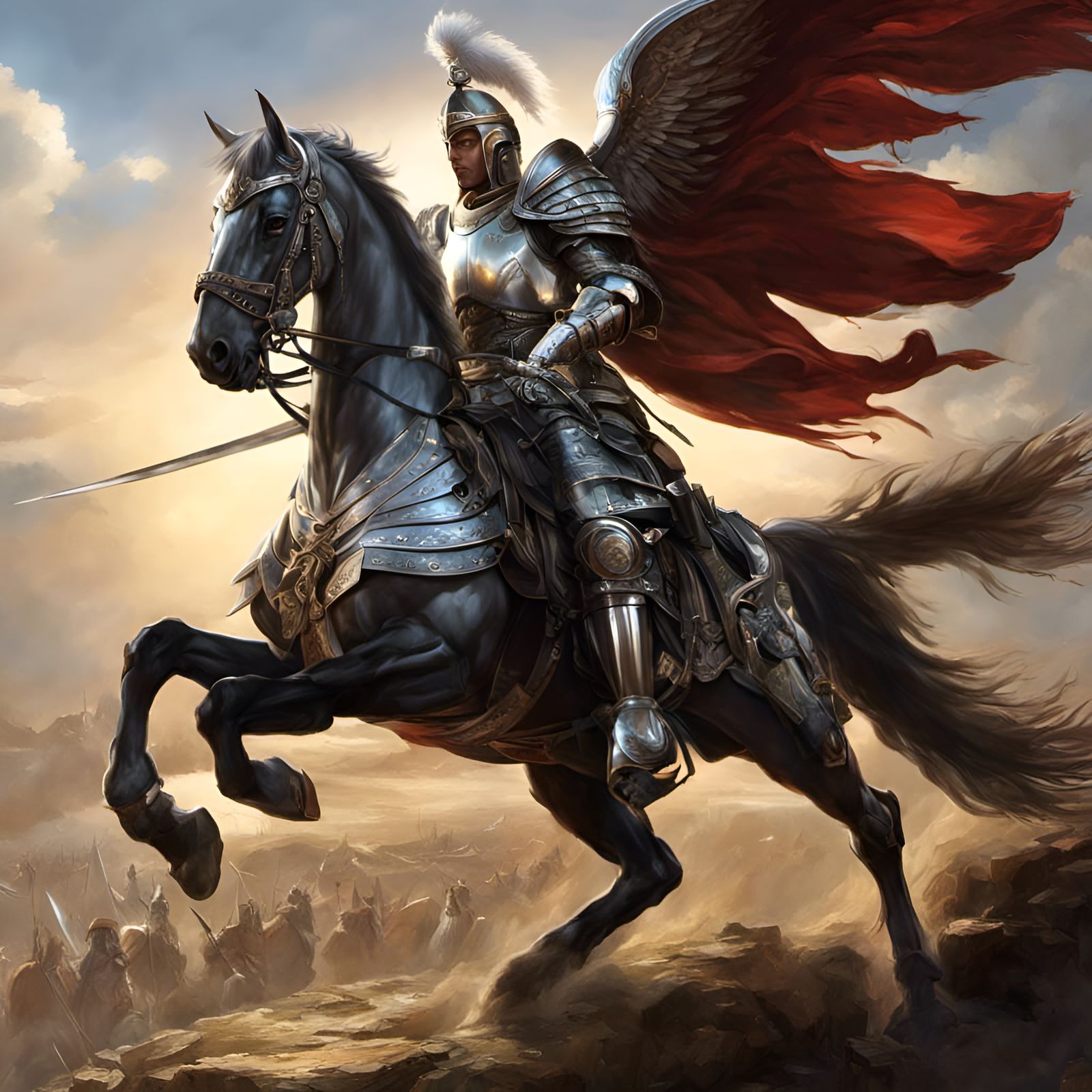 Epic Hussar Knight Digital Artwork