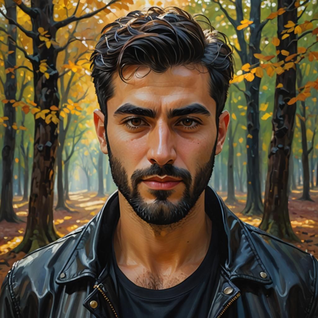 Autumn Forest Portrait in Neo-Impressionist Oil Painting