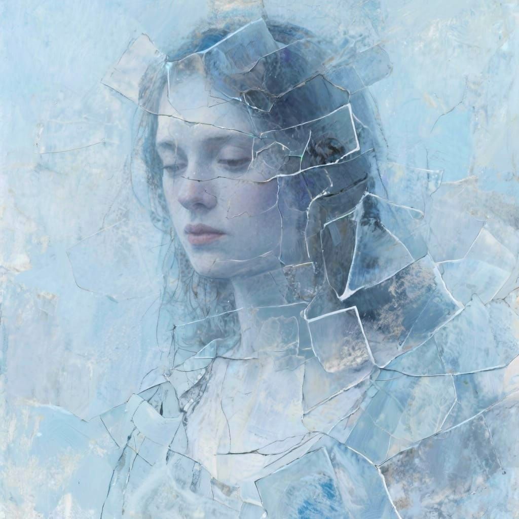 Fragmented Portrait of Woman With Fading Memories