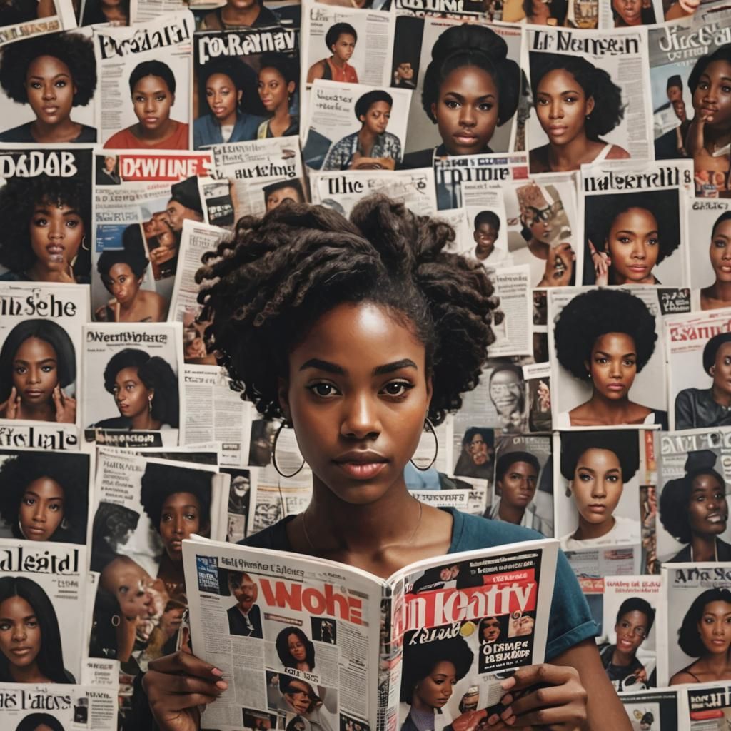 Black Girl Reading Magazine with Her Photo on Cover