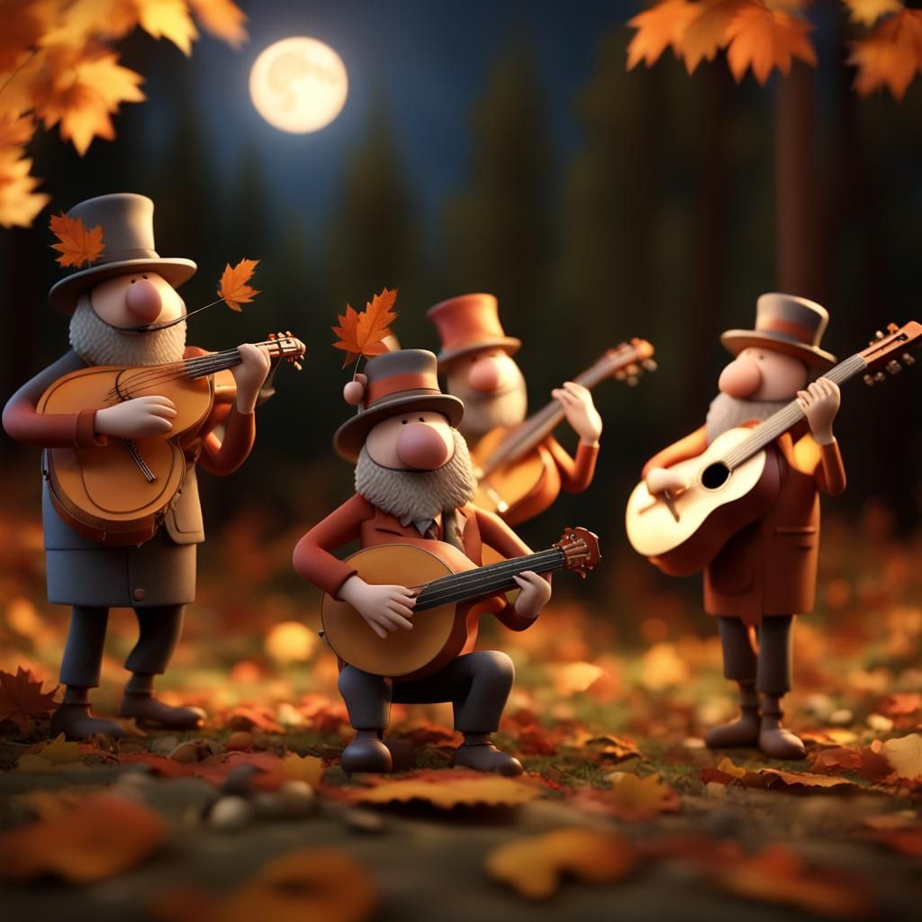 3D Animation of Autumn Leaf Folk Band