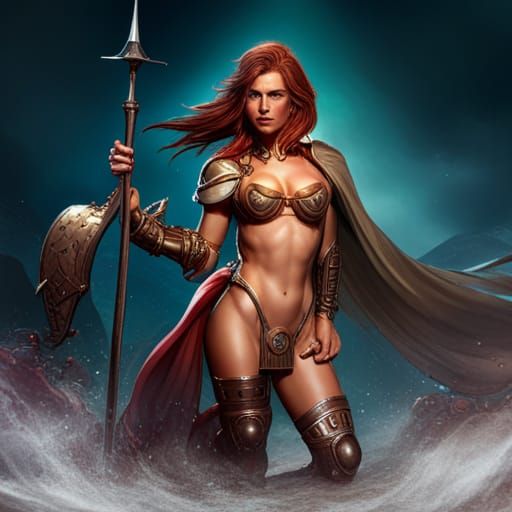 Valkyrie in Plate Bikini: Dark Fantasy Art