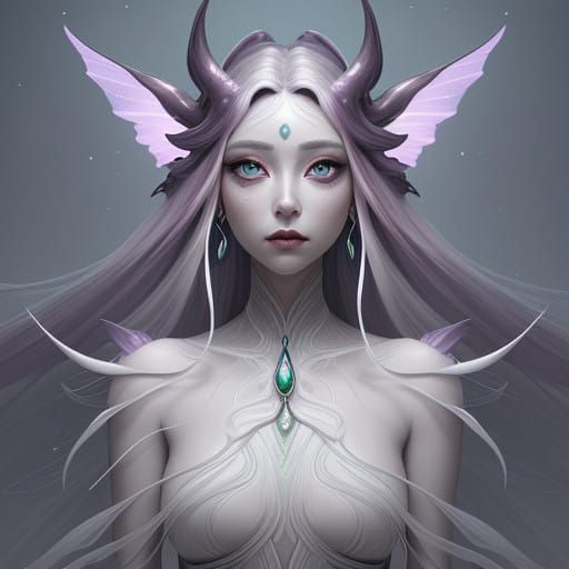 Ethereal Future Goddess with Vibrant Triangular Form