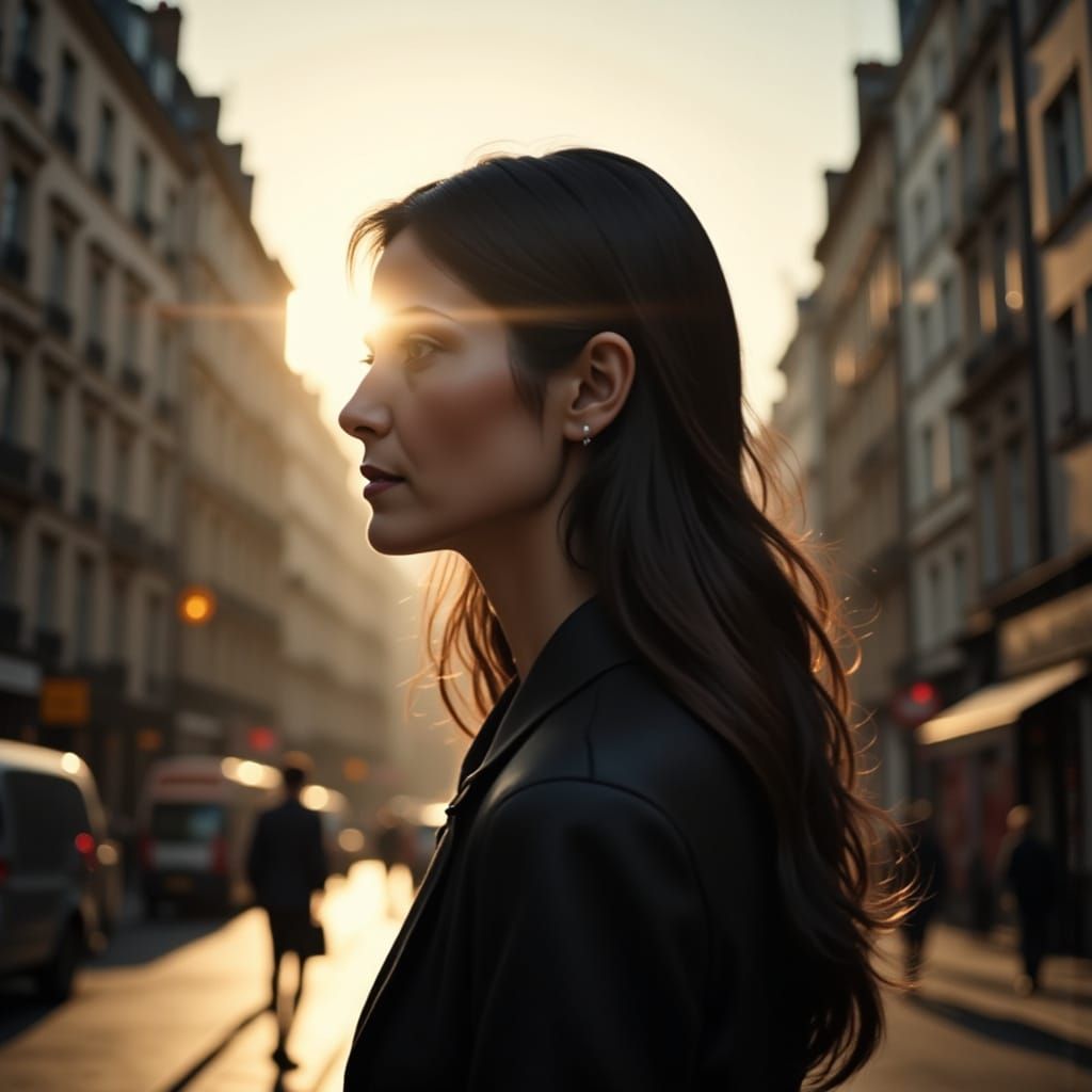 Elegant Woman in a Serene London Evening