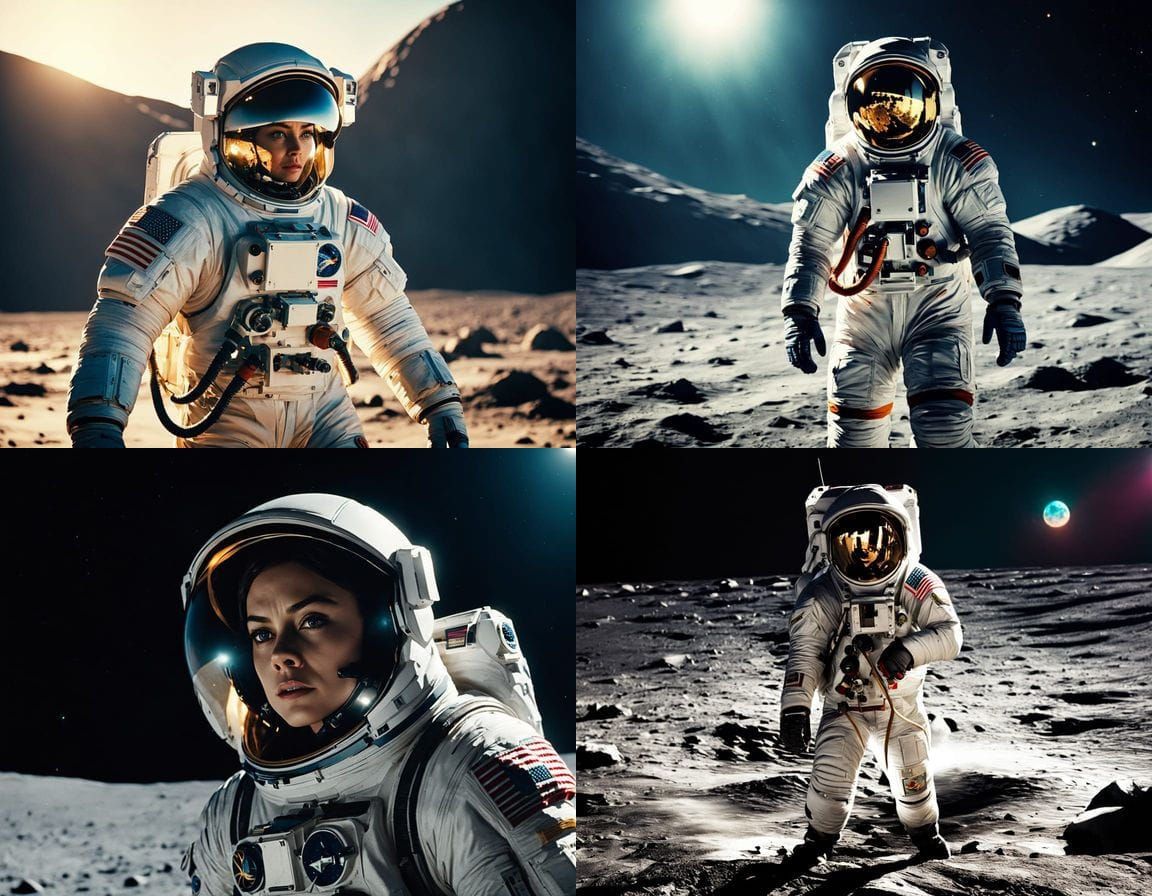 Mila Kunis as Astronaut on Moon in 1970s Style