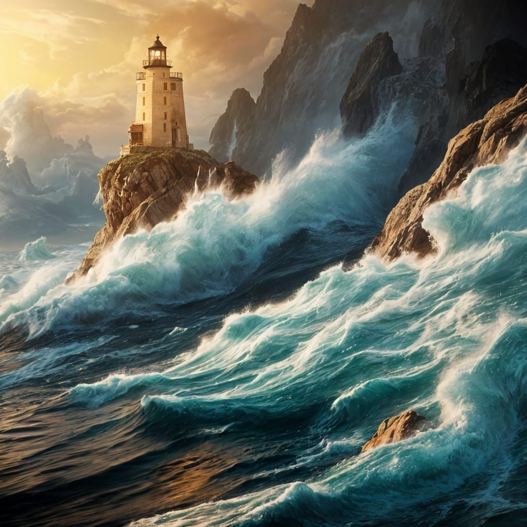 Impressive Seaside Lighthouse in Stormy Weather