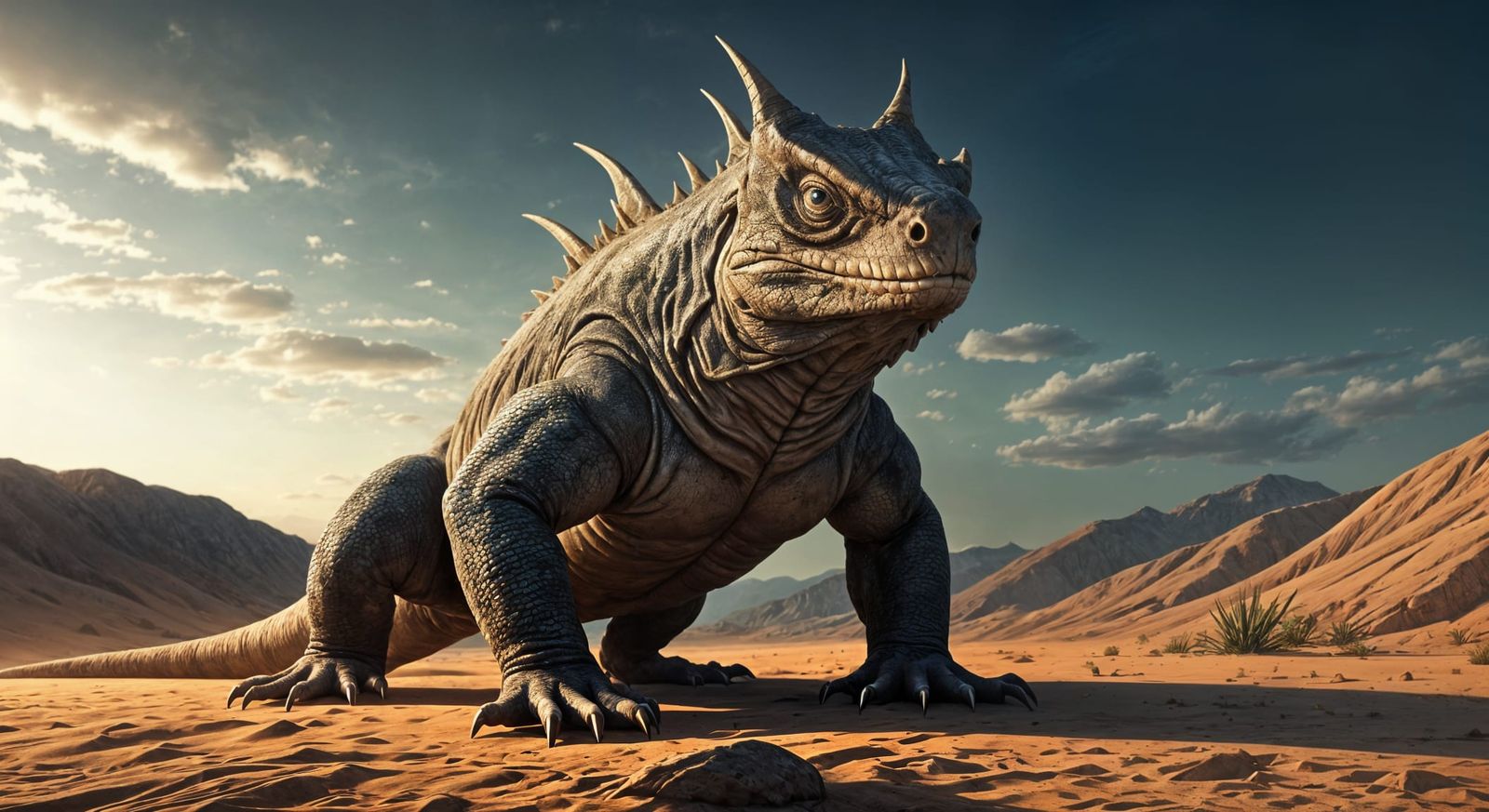 Enormous Shovel-Headed Lizard in Desert Foothills