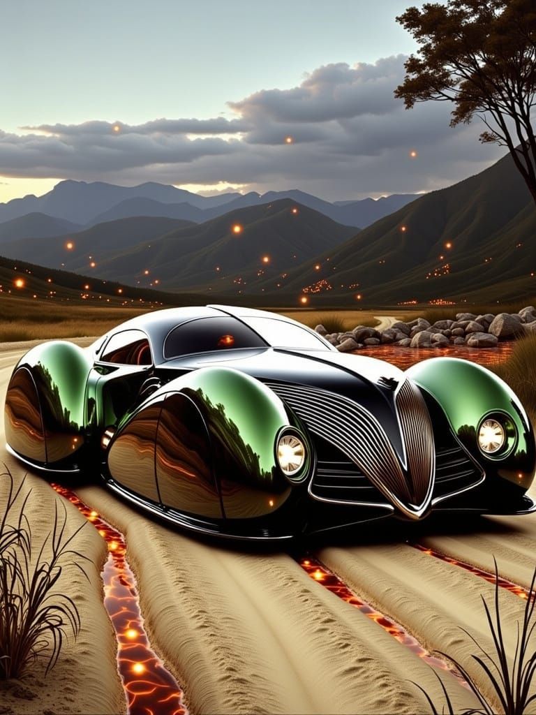 Duesenburg Coupe Races Through Fiery Hellscape in Dark Fanta...