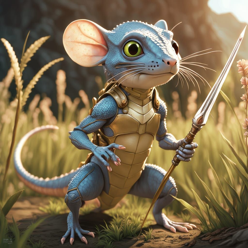 Fantasy Warrior Rides Geckos in Golden Hour