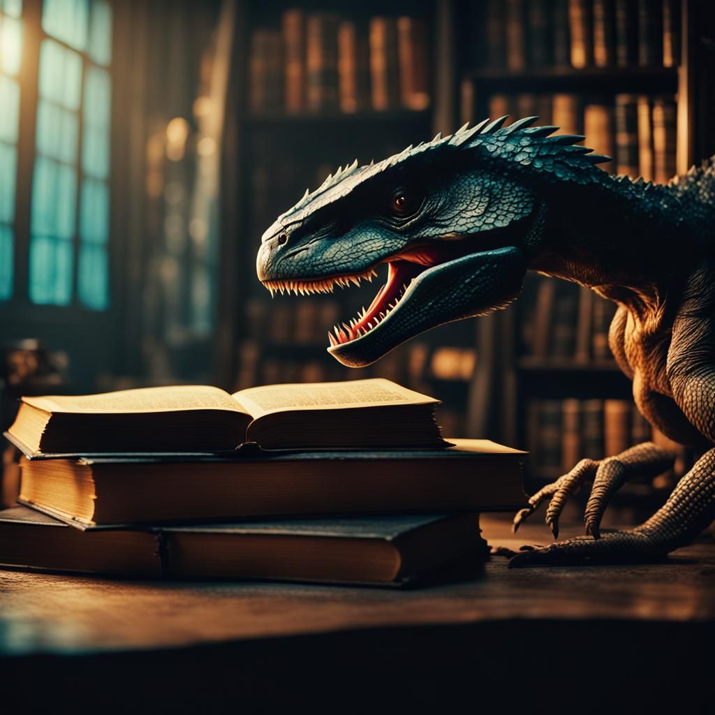 Dramatic Fantasy Books in Cinematic Lighting