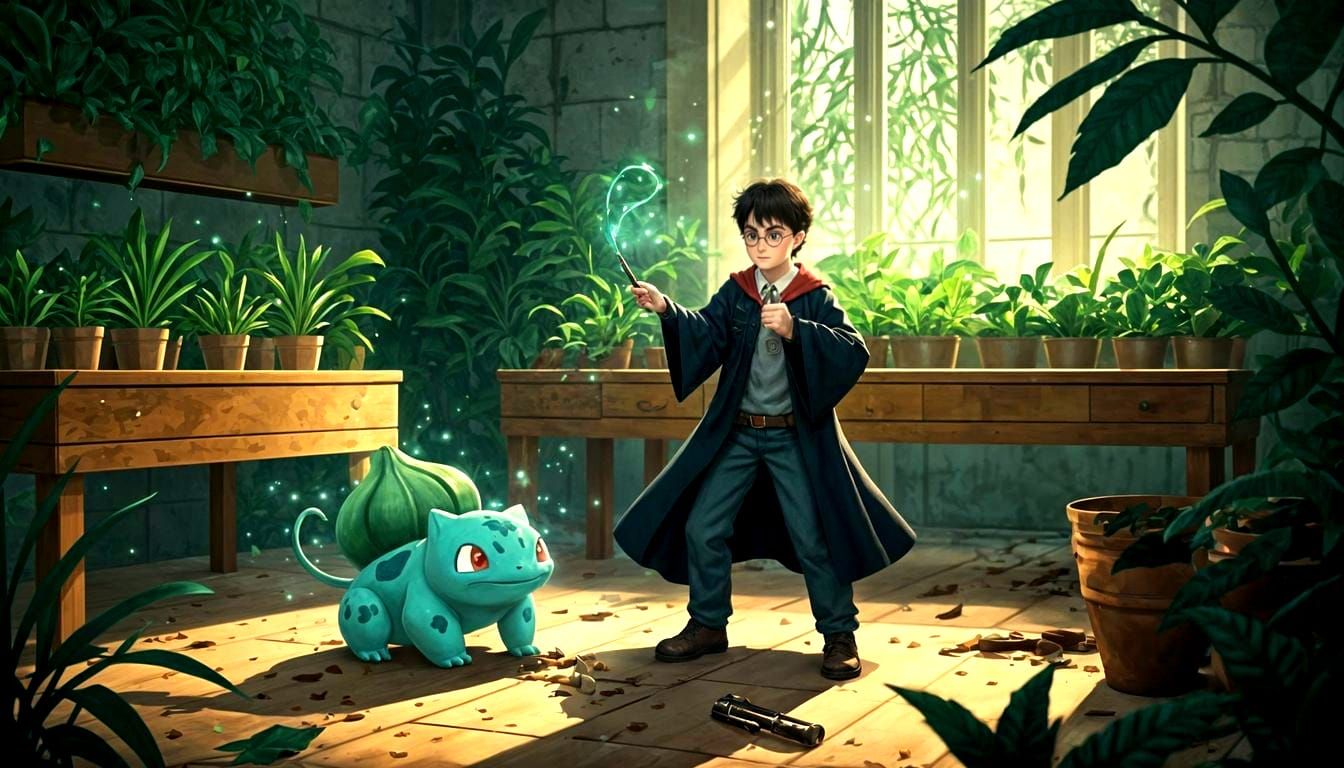 Harry Potter Transforms Bulbasaur in Confused Herbology Clas...