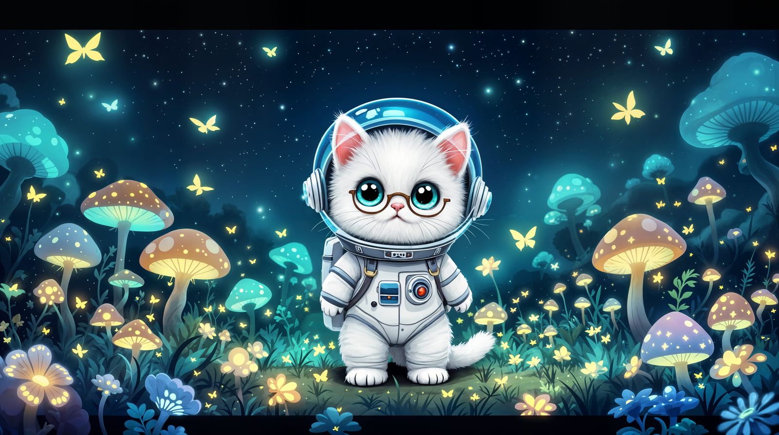 Whimsical Astronaut Kitten Discovers Alien World