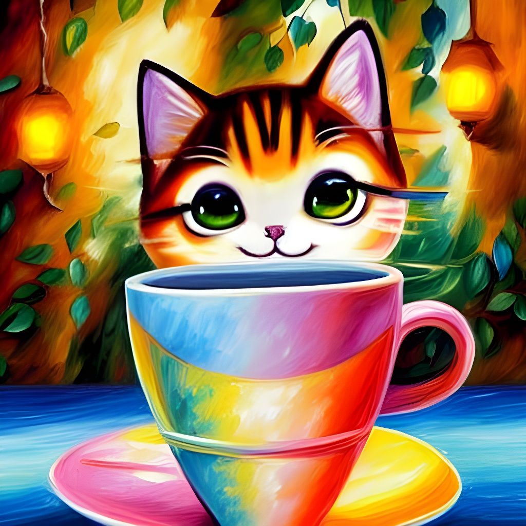 Hyper Cat's Caffeine Buzz: Storybook Illustration