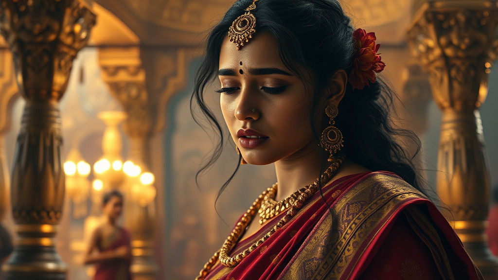 Hyper Realistic Ancient Indian Goddess in Golden Palace