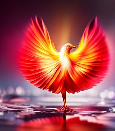 Fiery Phoenix on Ruby Crystal in Professional Photography