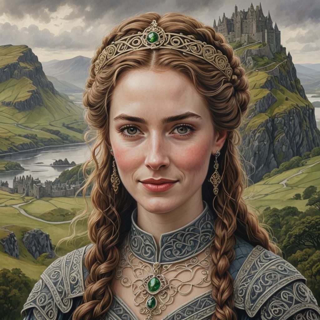 Scottish Queen Portrait in Medieval Style