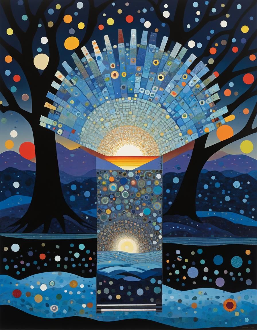 Abstract Sunrise in Mid-Century Modern Style