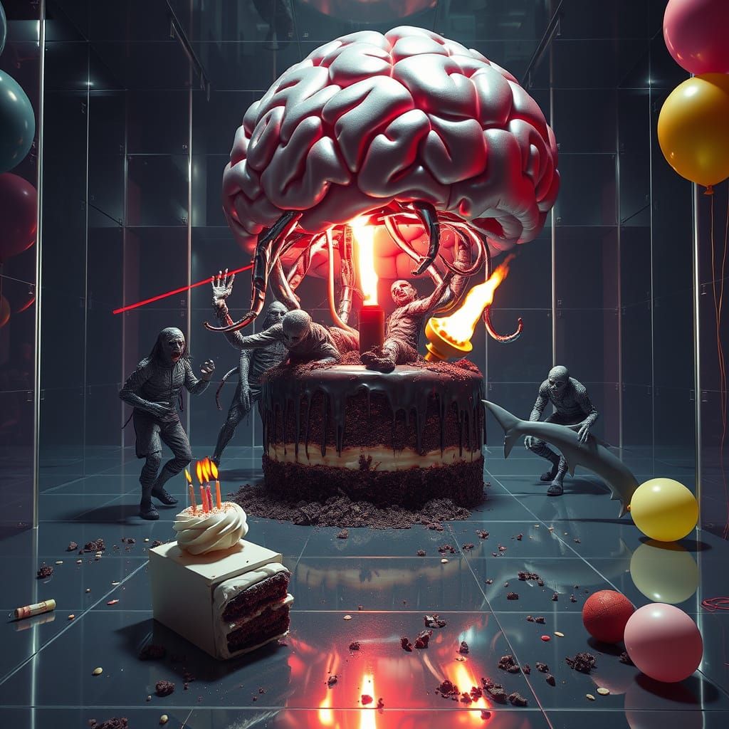 Robotic Brain Pops Zit Releasing Zombies: Digital Art