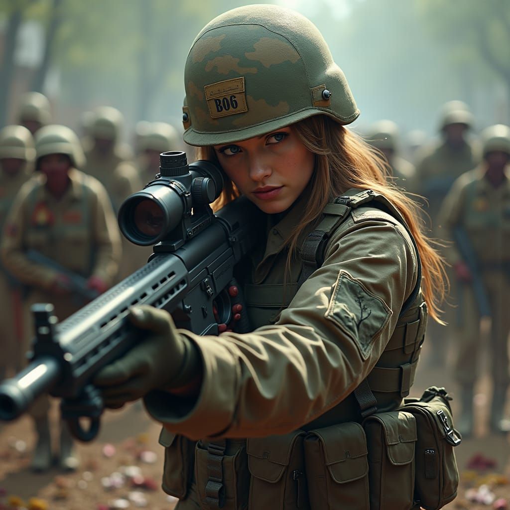 Soldier and Zombie in Desolate Battlefield