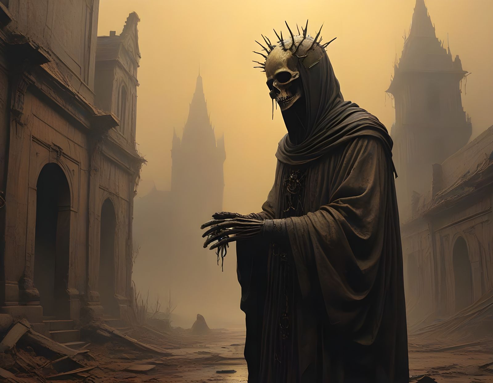 Dark Fantasy Humanoid in Cyber-Gothic Splendor