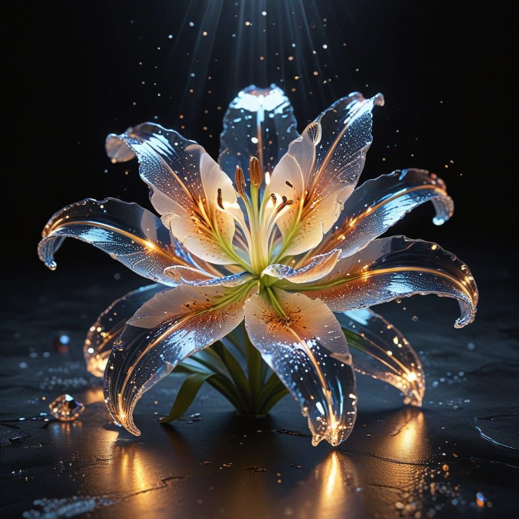 Semi-Realistic Crystal Lily in Ethereal Glow
