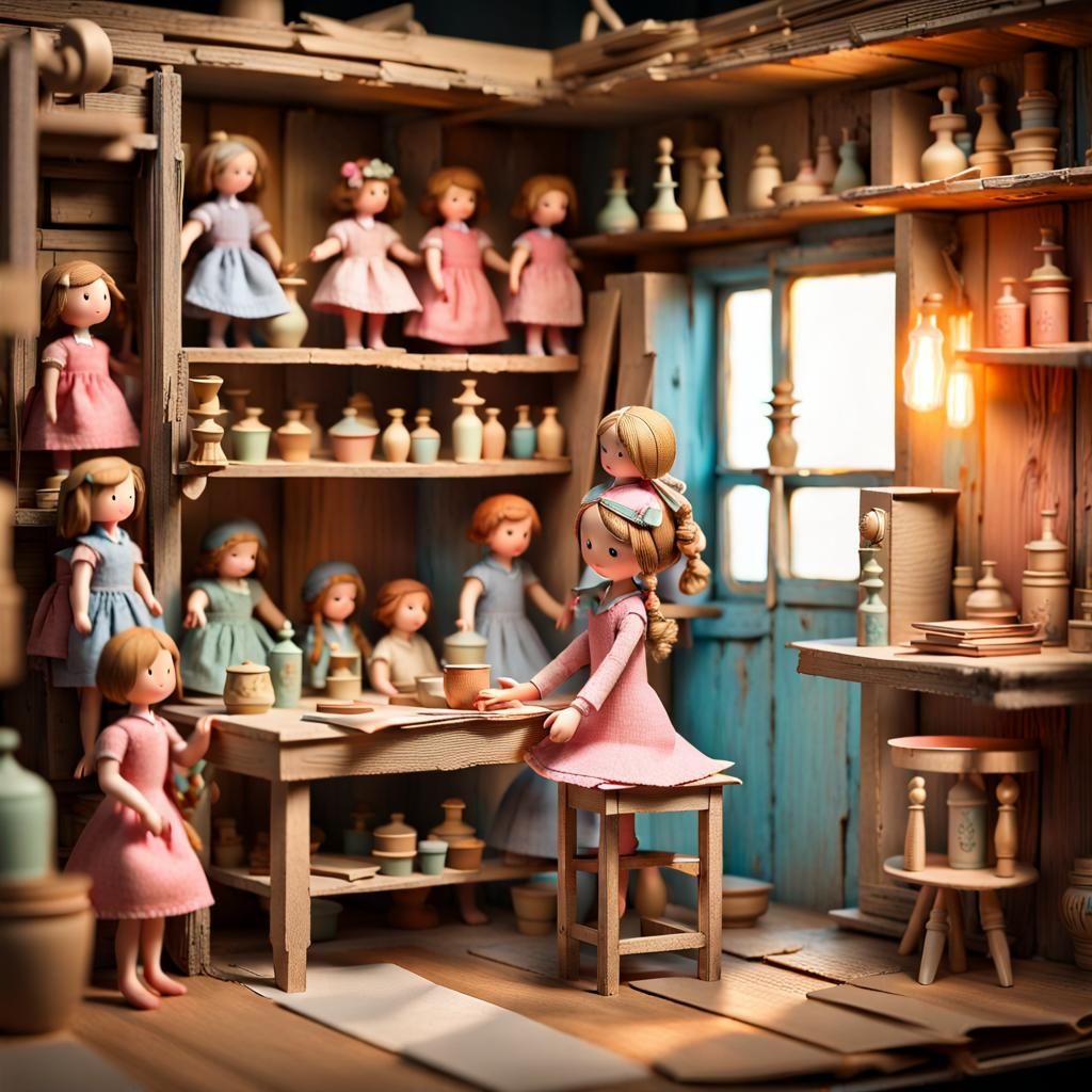 Enchanted Wooden Doll Workshop in 3D