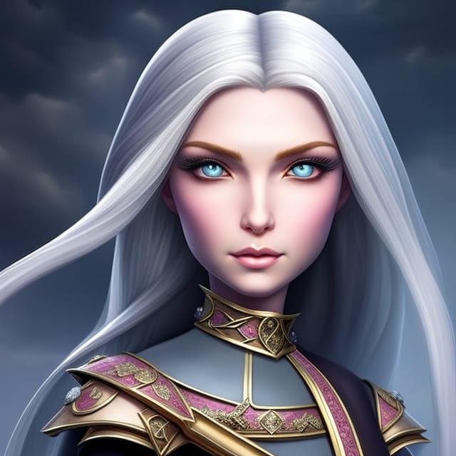 Beautiful Elf Portrait with Crystal Jewelry, Fantasy Art