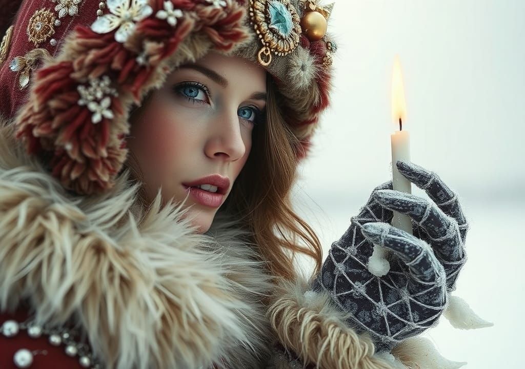 Exotic Supermodel in Frozen Wasteland, Digital Matte Art