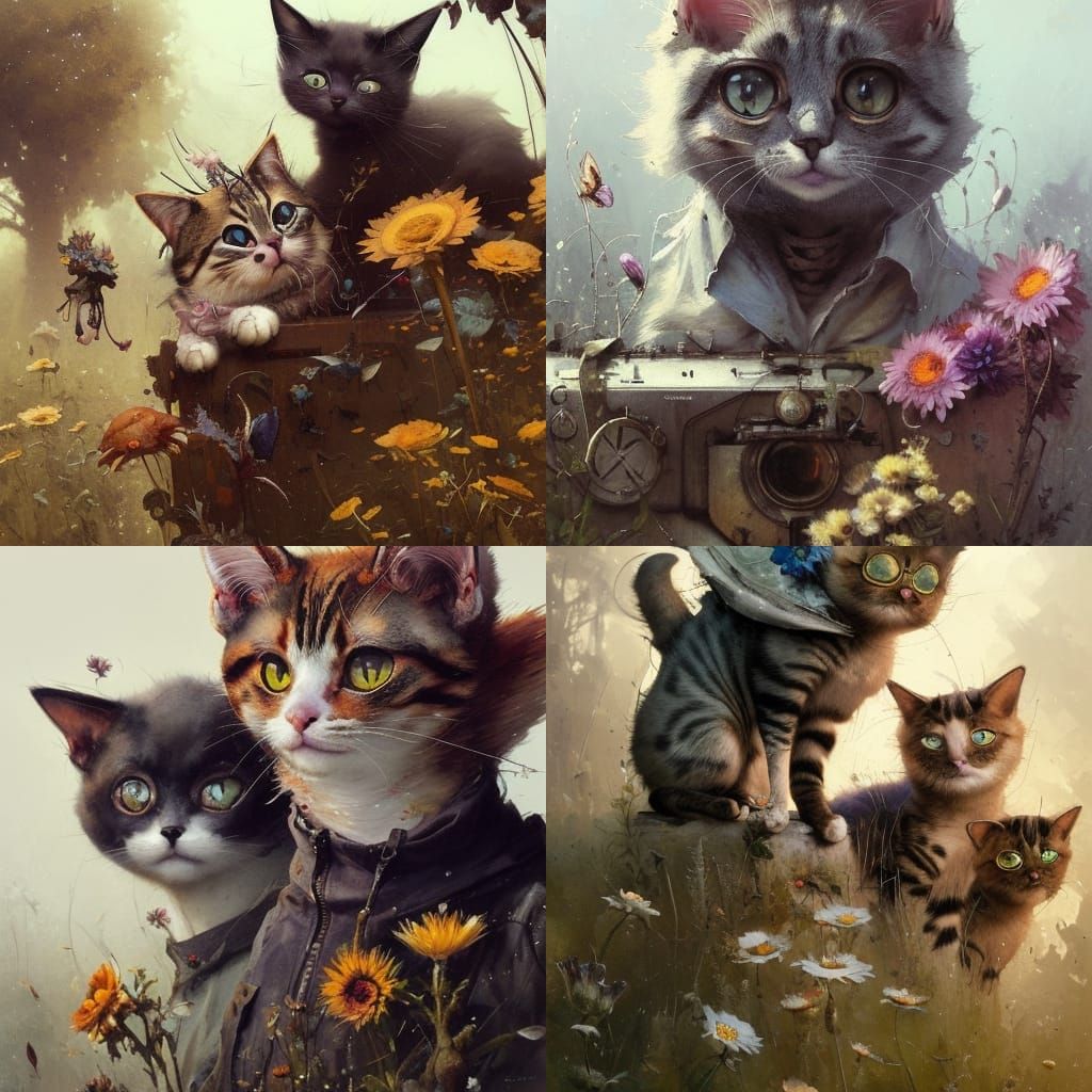 Anthropomorphic Cats Portrait in Hyperrealistic Style