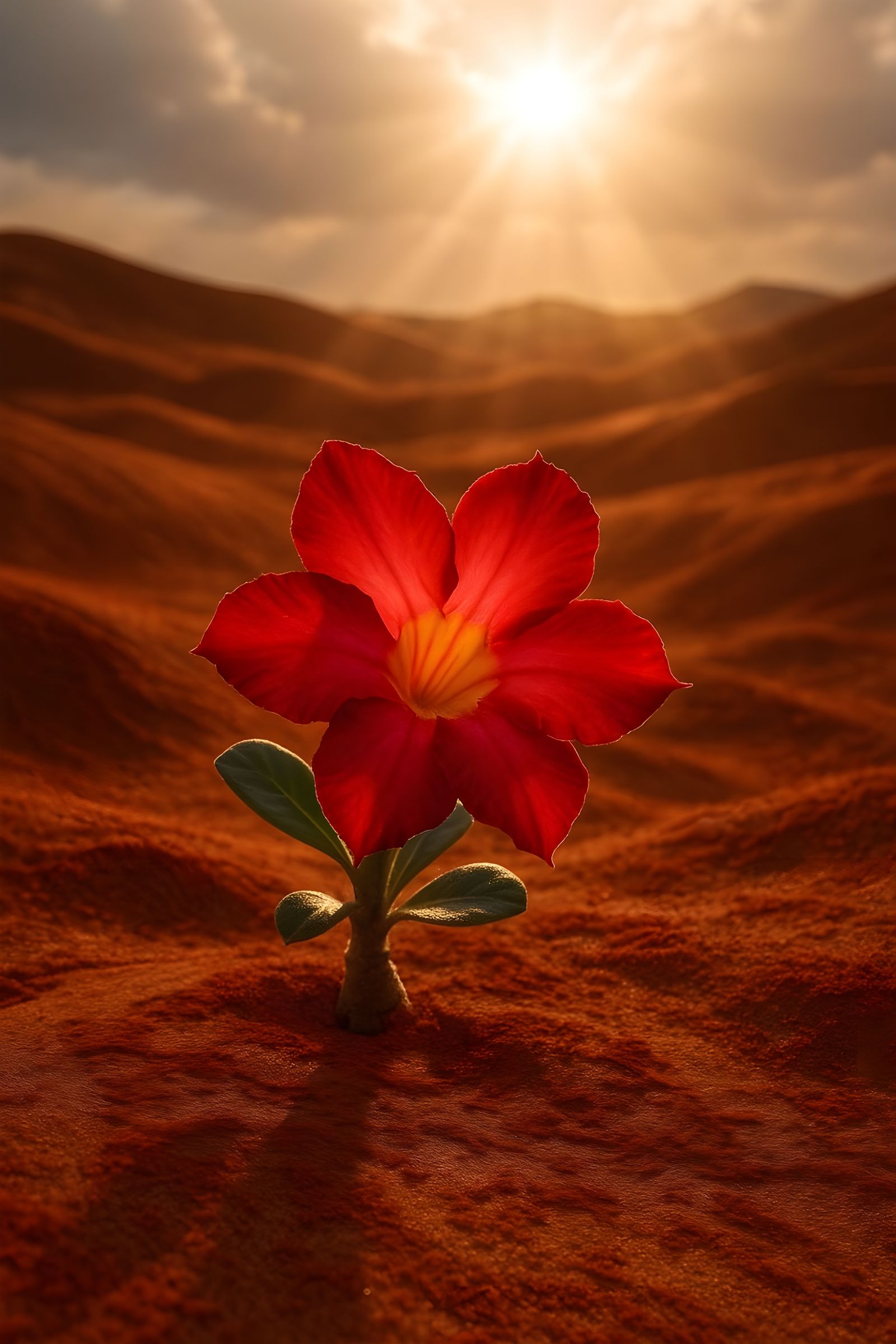 Desert Rose in Sahara After Bloody Rain
