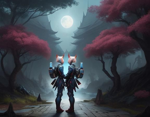 Twin Alien Kitsune Women in Remote Village