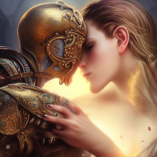 Romantic Gipsy Lovers Kiss in Detailed Fantasy Art