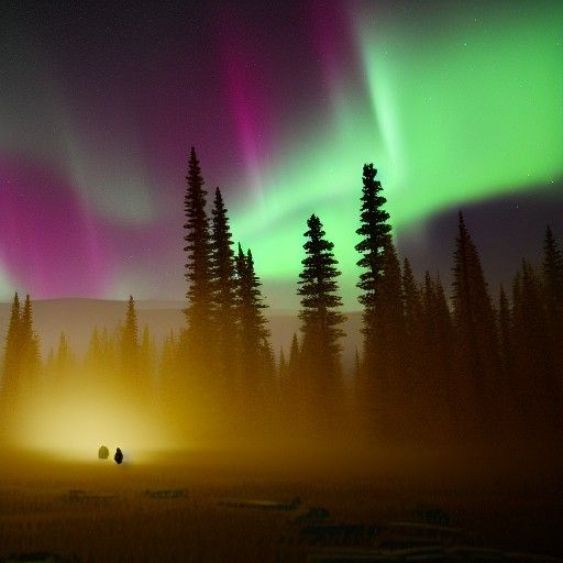 Arctic Forest Aurora Borealis in Hyperrealism