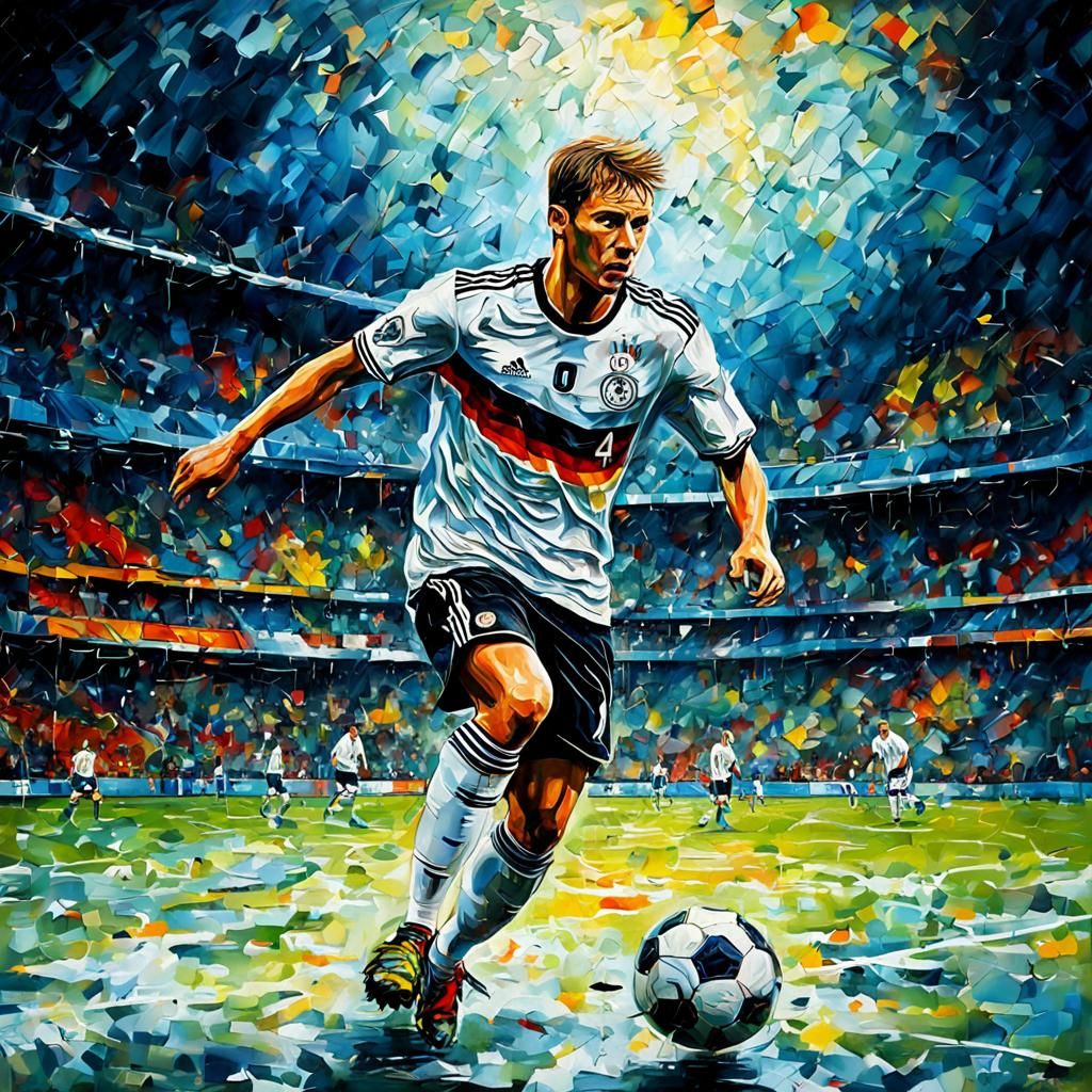 Abstract German Soccer Player Oil Painting