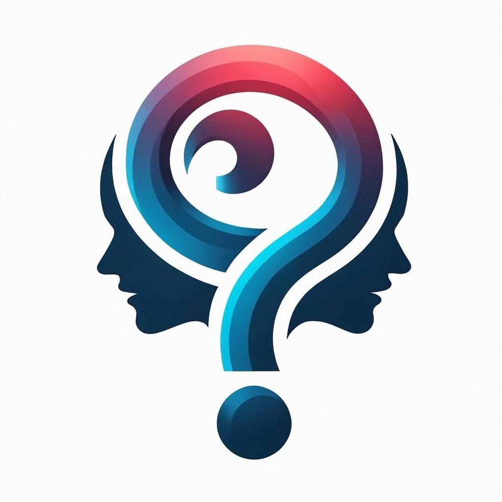 Question mark with Two talking heads profile intertwined Cha...