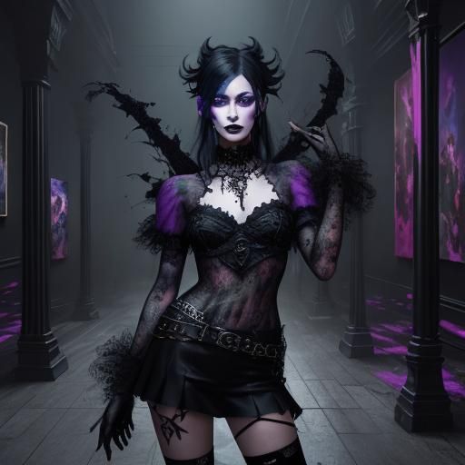 Goth Model in Manhattan, Pollock-Inspired Digital Art