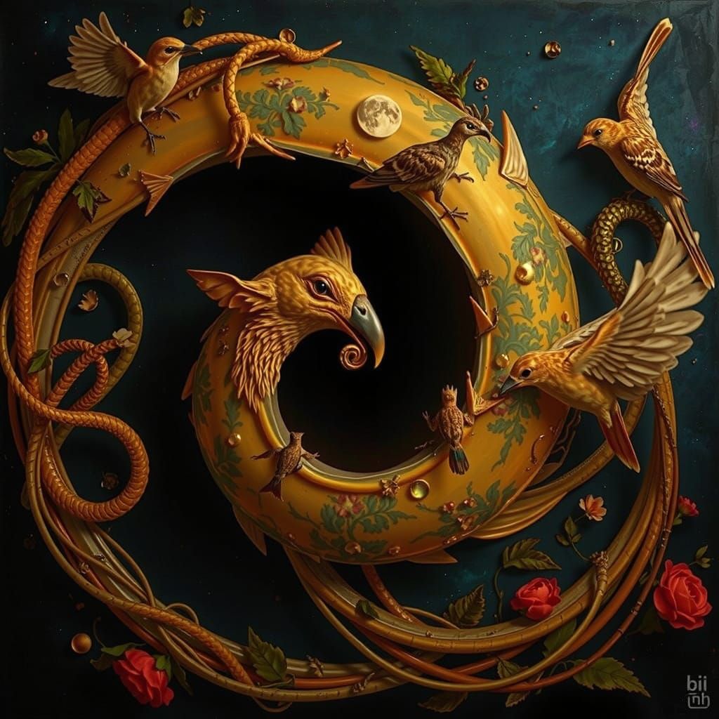 Ethereal Woman Carrying Birds, Nature Mindscape