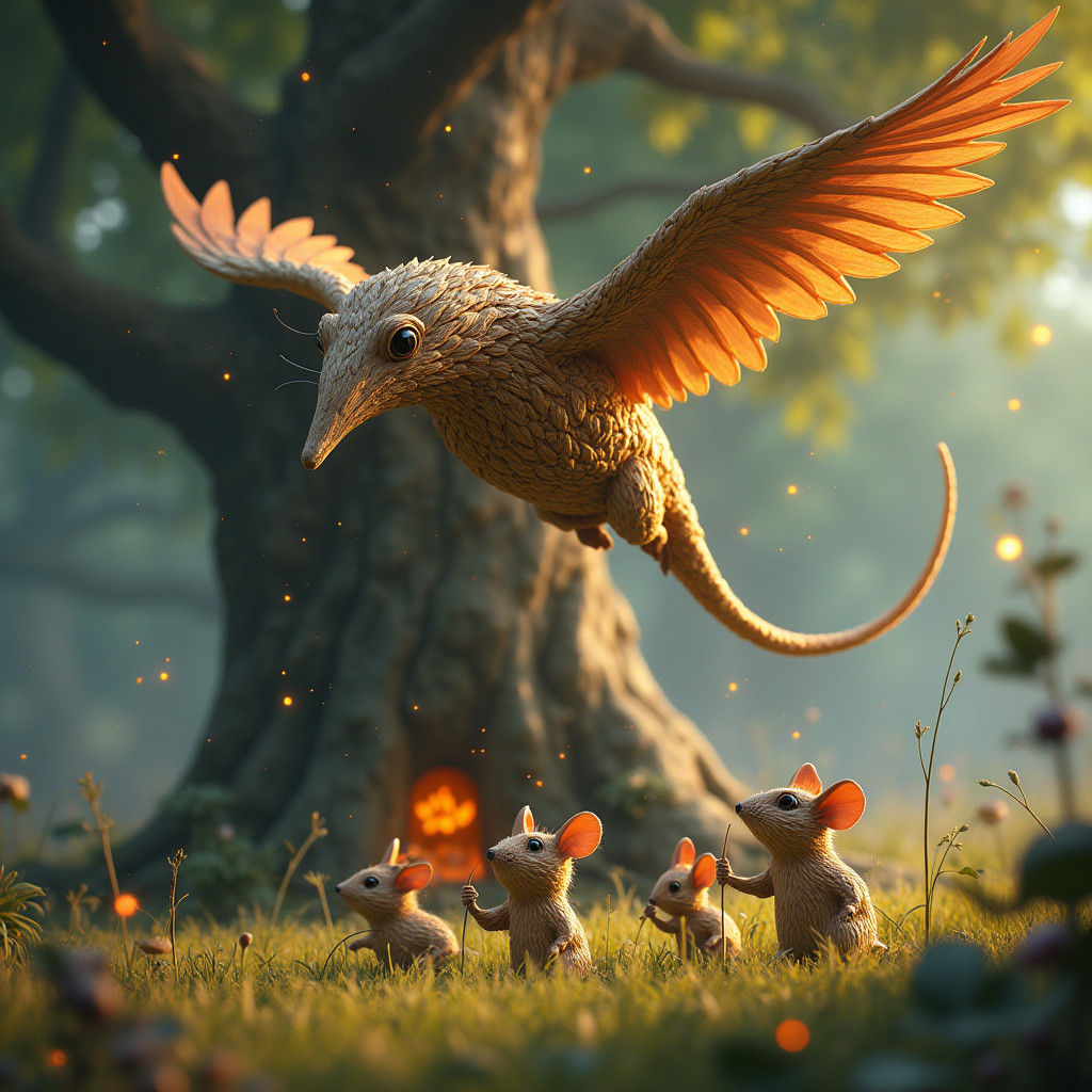 Balsa Creature Soaring in Mystical Buildtopia