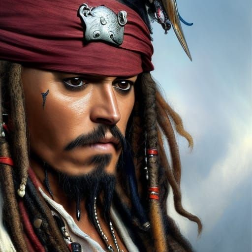 Jack Sparrow Portrait in Hyperdetailed Concept Art Style