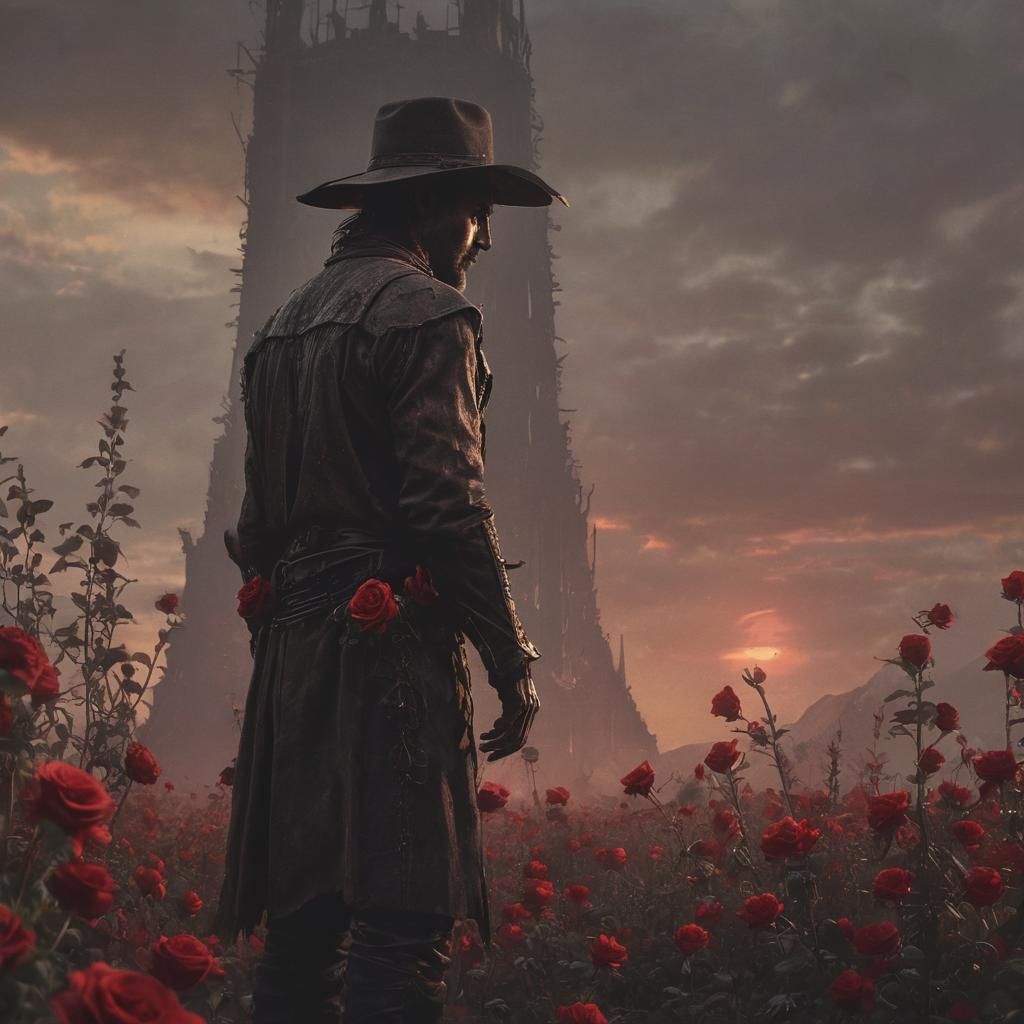 Dark Tower Cowboy in Gritty Matte Painting Style